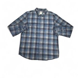 Element Y2K Men's Blue and Gray Flannel Checkered Shirt
